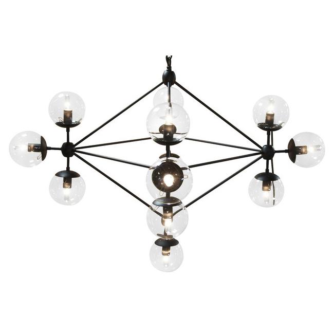 PLUTO CHANDELIER ANTIQUE BRASS LIGHT