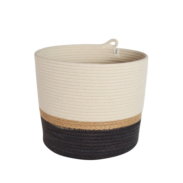JUTE & BLACK COTTON CYLINDER BASKET from SOUTH AFRICA