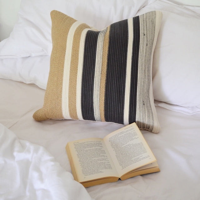 JUTE & BLACK COTTON THROW PILLOW