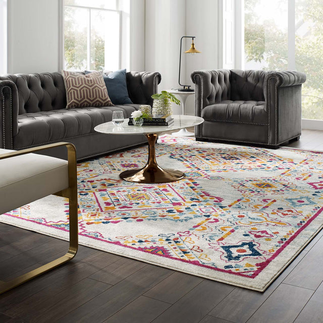 ENTOURAGE KHALIDA DISTRESSED FLORAL LATTICE | AREA RUG
