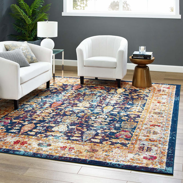 ENTOURAGE JESSA DISTRESSED VINTAGE FLORAL LATTICE | AREA RUG