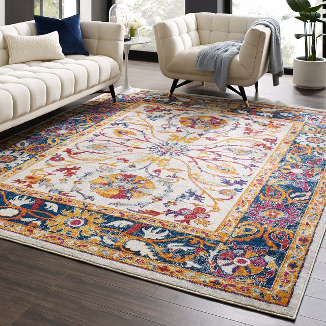 ENTOURAGE SAMIRA DISTRESSED VINTAGE FLORAL PERSIAN MEDALLION | AREA RUG