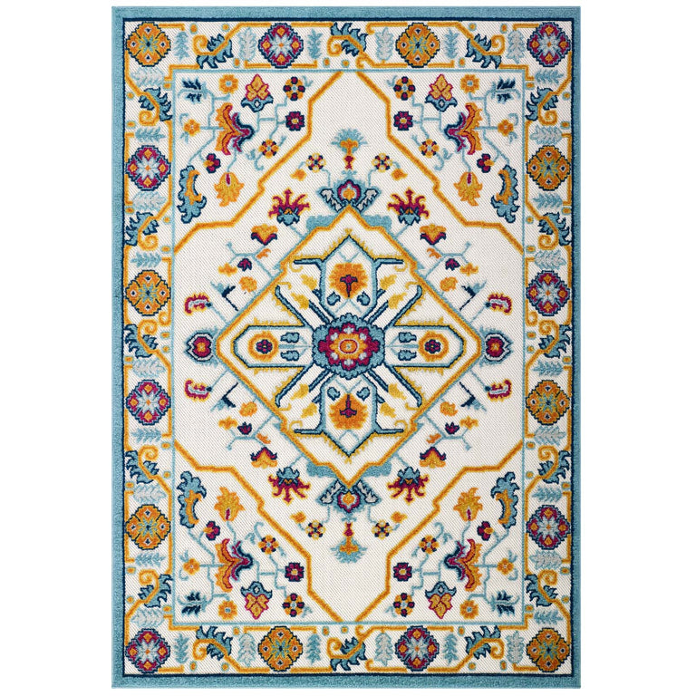 REFLECT FREESIA DISTRESSED FLORAL PERSIAN MEDALLION | AREA RUG