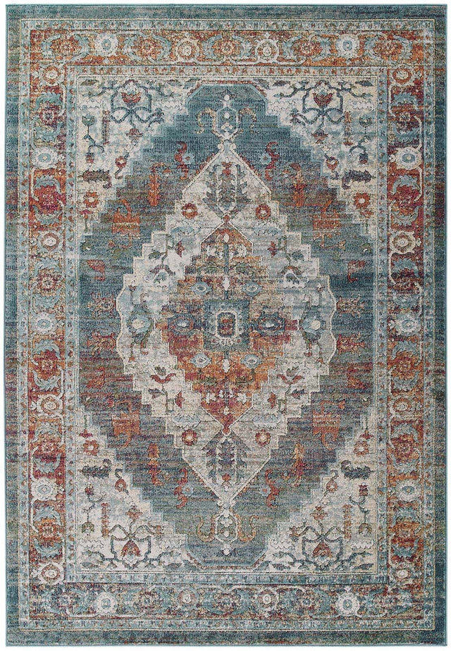 TRIBUTE CAMELLIA DISTRESSED VINTAGE FLORAL PERSIAN MEDALLION | AREA RUG