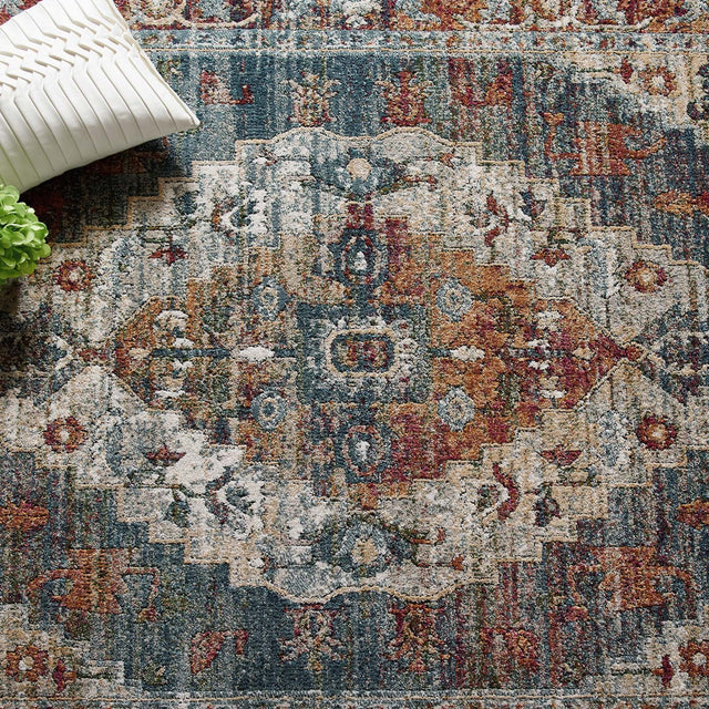 TRIBUTE CAMELLIA DISTRESSED VINTAGE FLORAL PERSIAN MEDALLION | AREA RUG