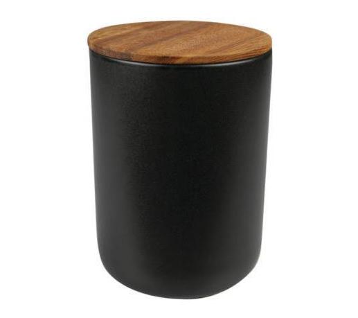 ACACIA LID BLACK STONEWARE | CONTAINER