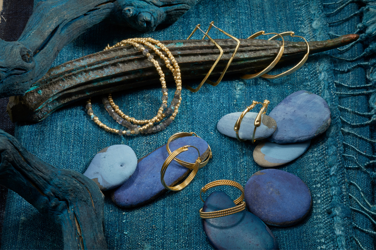 LABRADORITE AND BRASS BRACELETS SET OF 3| JEWELRY