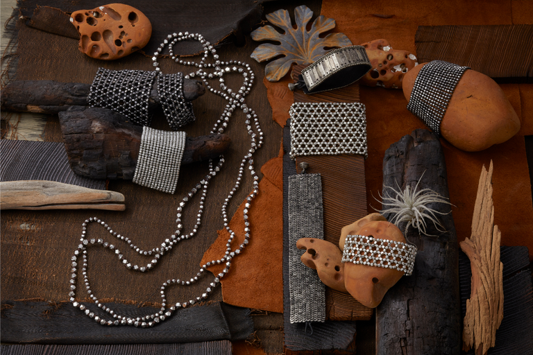 BEADED STRETCH SILVER BRACELET | JEWELRY