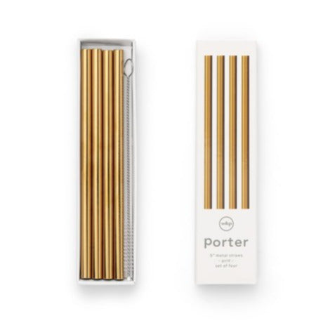 GOLD METAL STRAWS 5in (SET OF 4)