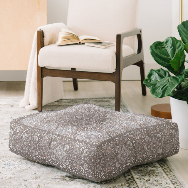 Farah Border Neutral Floor Pillow Square