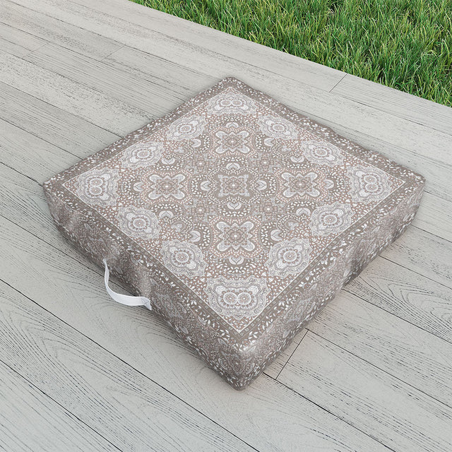 Farah Border Neutral Outdoor Floor Cushion