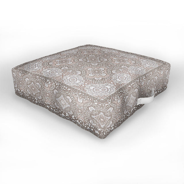 Farah Border Neutral Outdoor Floor Cushion