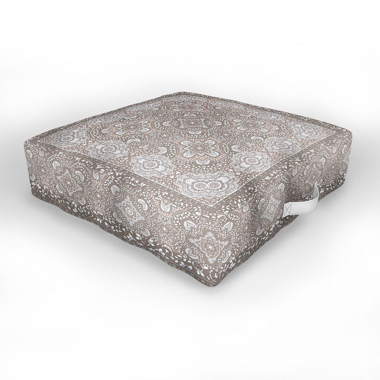 Farah Border Neutral Outdoor Floor Cushion