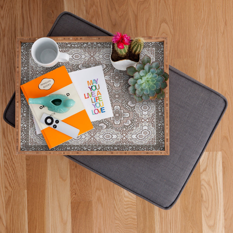 FARAH BORDER NEUTRAL RECTANGULAR TRAY