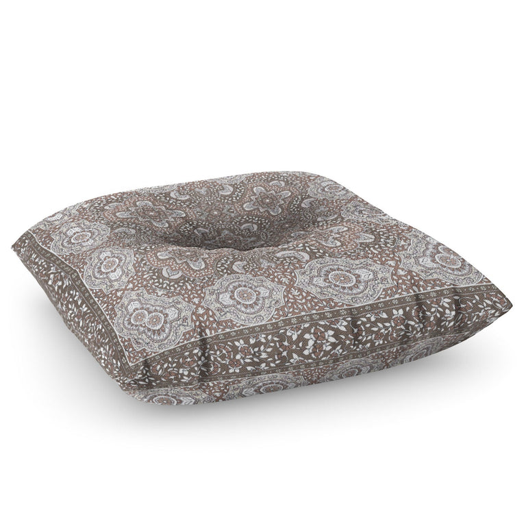 Farah Border Neutral Floor Pillow Square