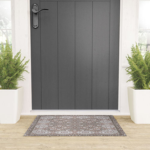Farah Border Neutral Welcome Mat