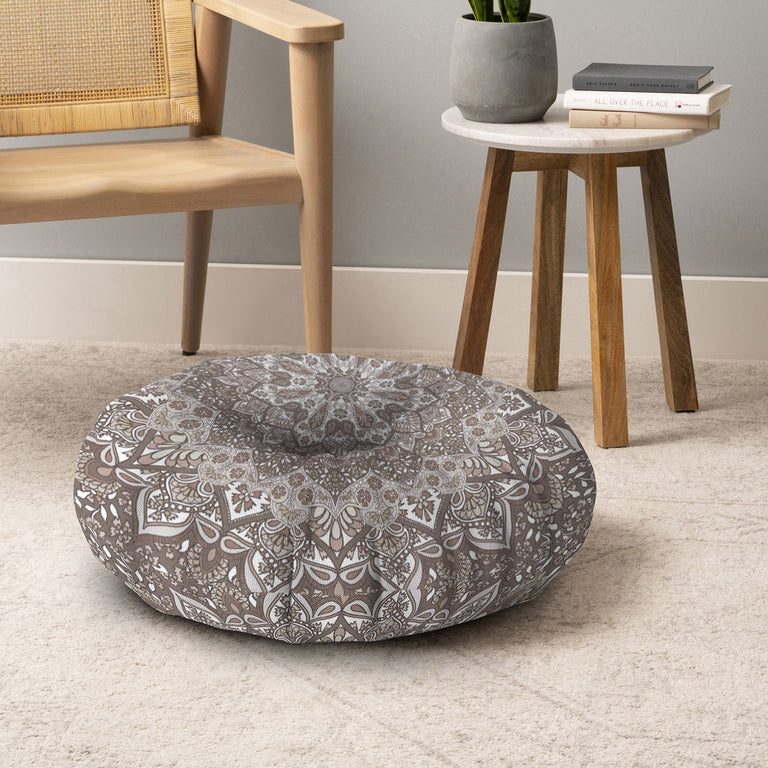 Farah Neutral Floor Pillow Round