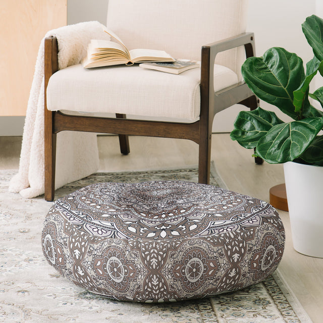 Farah Round Neutral Floor Pillow Round