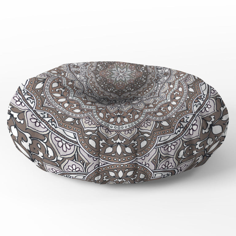 Farah Round Neutral Floor Pillow Round