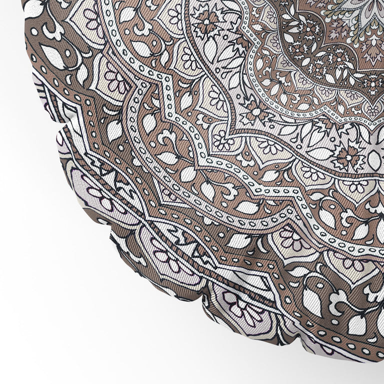 Farah Round Neutral Floor Pillow Round