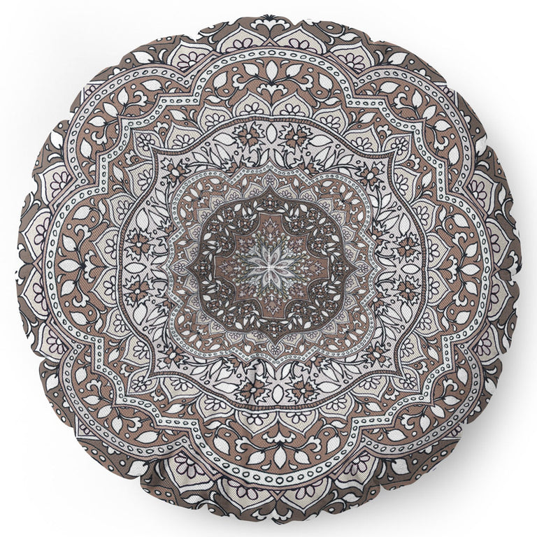 Farah Round Neutral Floor Pillow Round