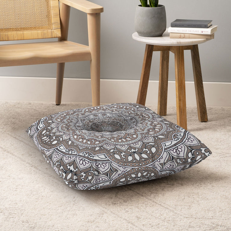 Farah Round Neutral Floor Pillow Square