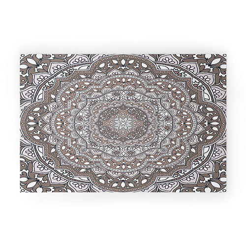 Farah Round Neutral Welcome Mat