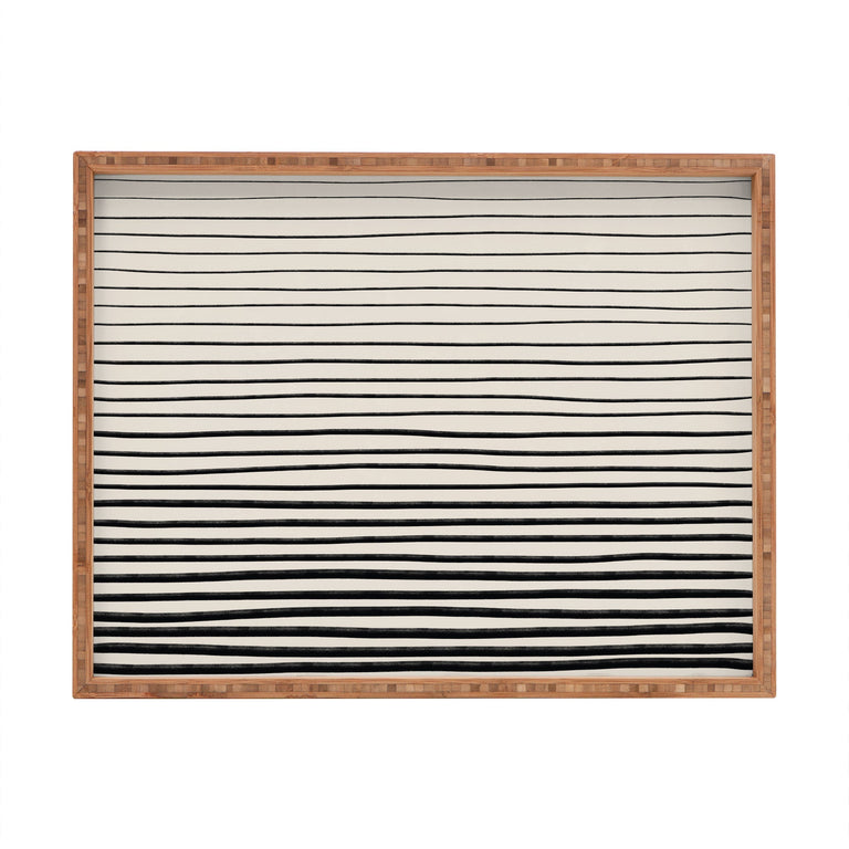 BLACK HORIZONTAL LINES RECTANGULAR TRAY
