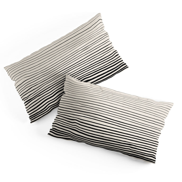 BLACK HORIZONTAL LINES PILLOW SHAMS