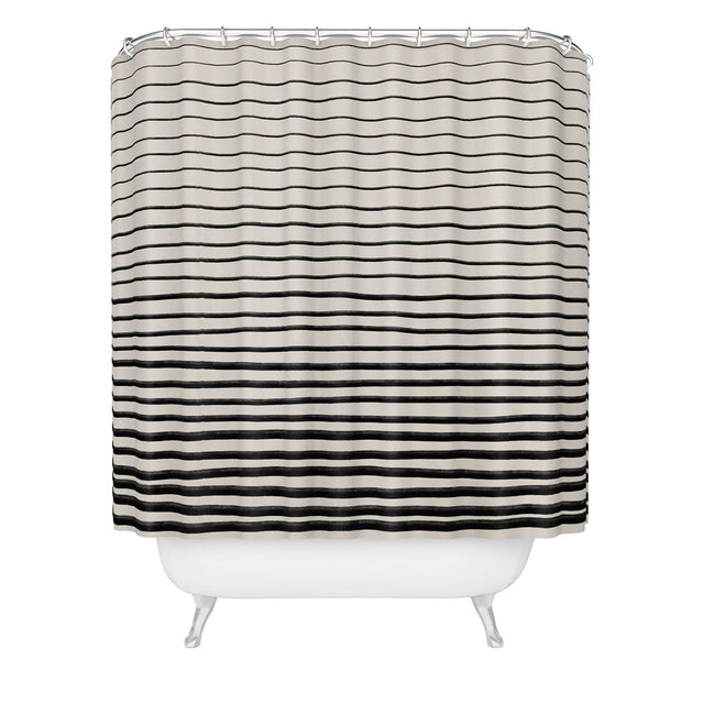 ALISA GALITSYNA BLACK HORIZONTAL LINES SHOWER CURTAIN