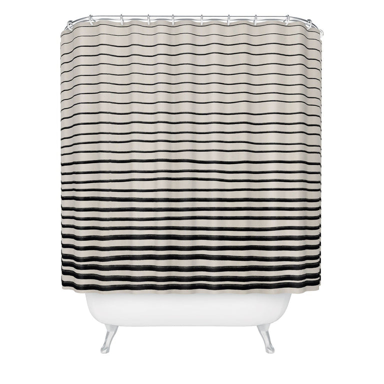 ALISA GALITSYNA BLACK HORIZONTAL LINES SHOWER CURTAIN