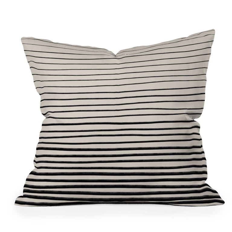 BLACK HORIZONTAL LINES THROW PILLOW