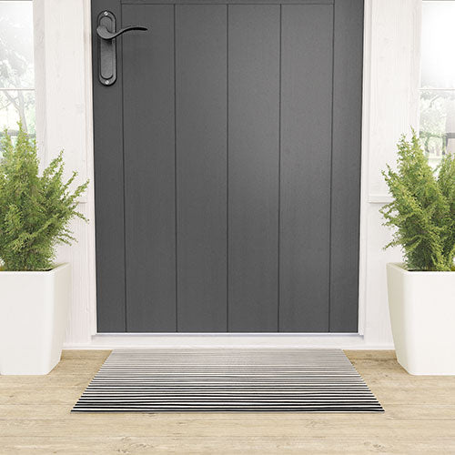 Black Horizontal Lines Welcome Mat