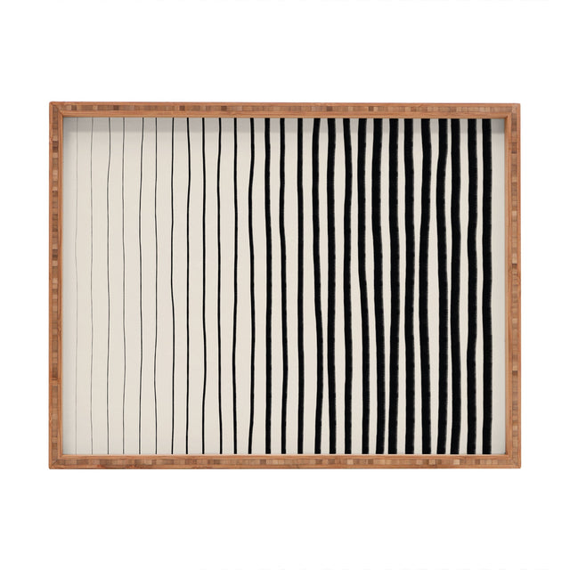 BLACK VERTICAL LINES RECTANGULAR TRAY