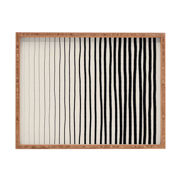 BLACK VERTICAL LINES RECTANGULAR TRAY