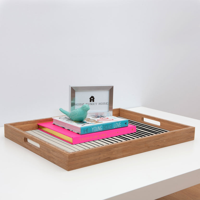 BLACK VERTICAL LINES RECTANGULAR TRAY