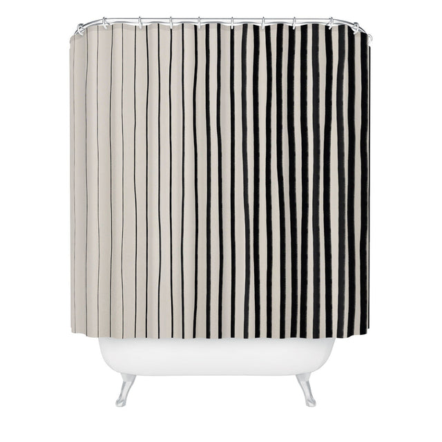 ALISA GALITSYNA BLACK VERTICAL LINES SHOWER CURTAIN