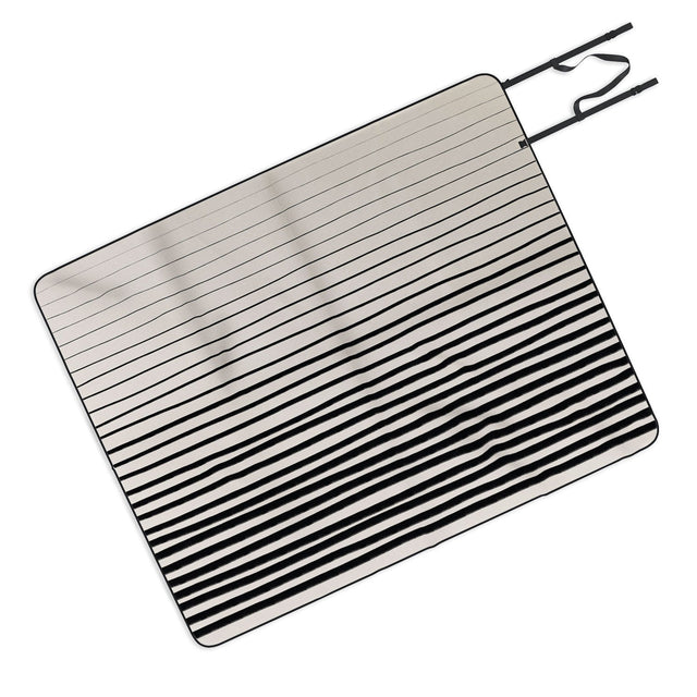 Black Vertical Lines Picnic Blanket