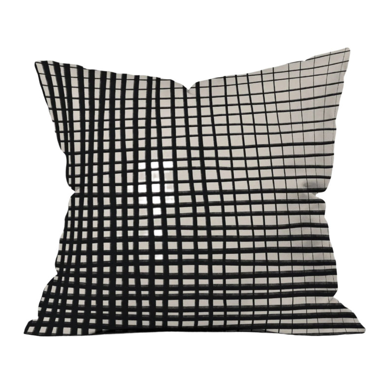 HAND DRAWN GRID THROW PILLOW