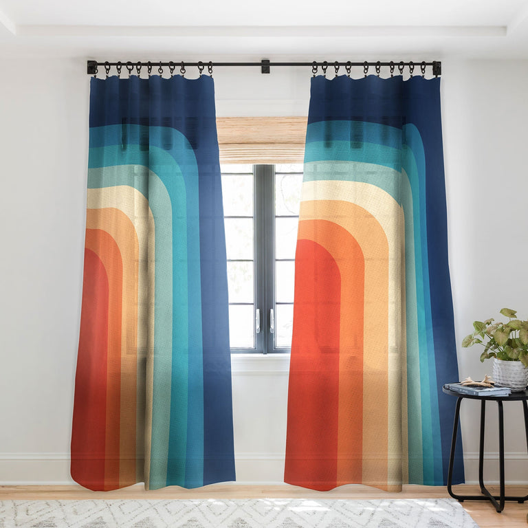 RETRO 70S COLOR PALETTE III SHEER NON REPEAT WINDOW CURTAIN