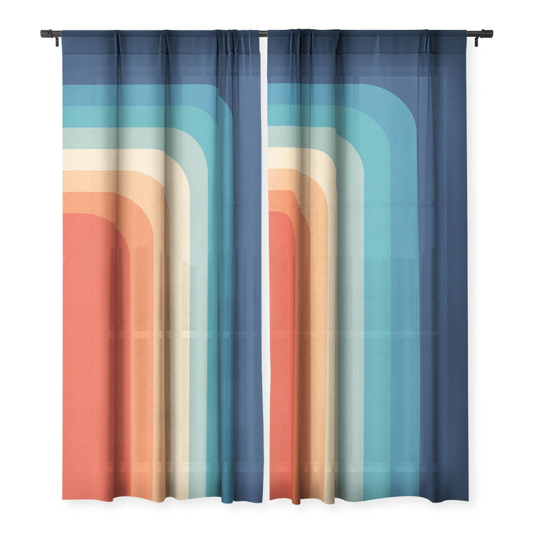 RETRO 70S COLOR PALETTE III SHEER NON REPEAT WINDOW CURTAIN