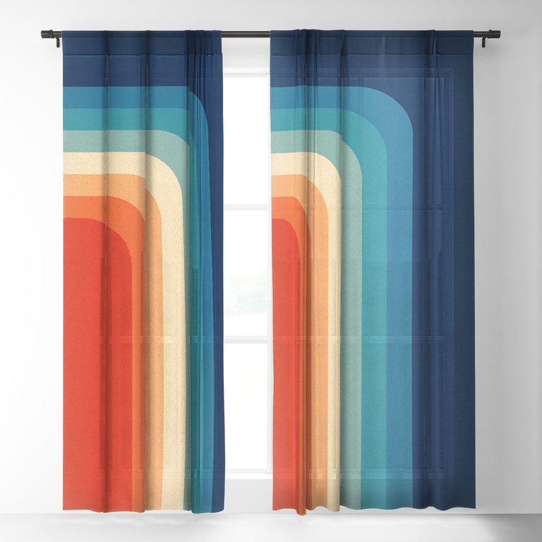 RETRO 70S COLOR PALETTE III SHEER NON REPEAT WINDOW CURTAIN