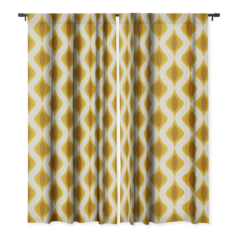 YELLOW ORNAMENTS BLACKOUT WINDOW CURTAIN