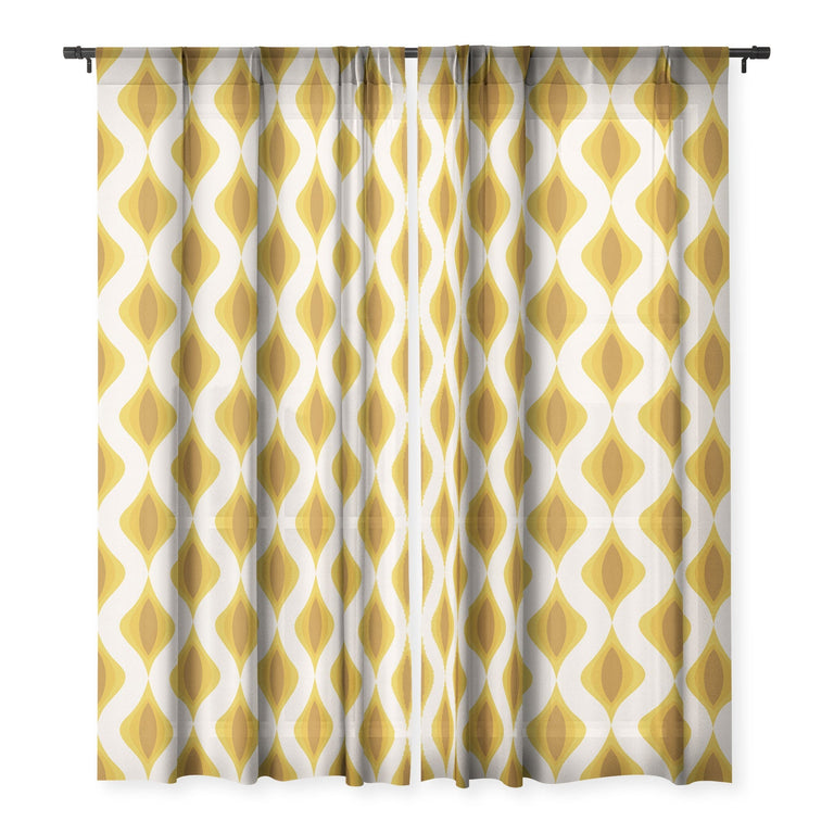 YELLOW ORNAMENTS SHEER WINDOW CURTAIN