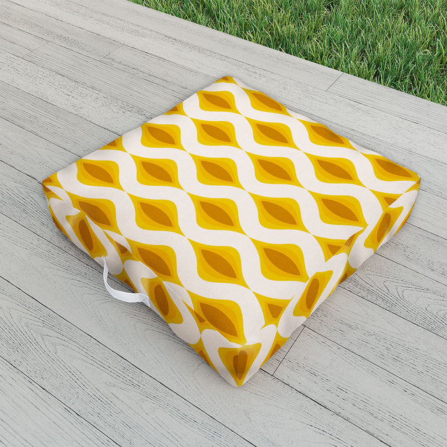Yellow Ornaments Outdoor Floor Cushion