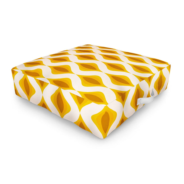 Yellow Ornaments Outdoor Floor Cushion