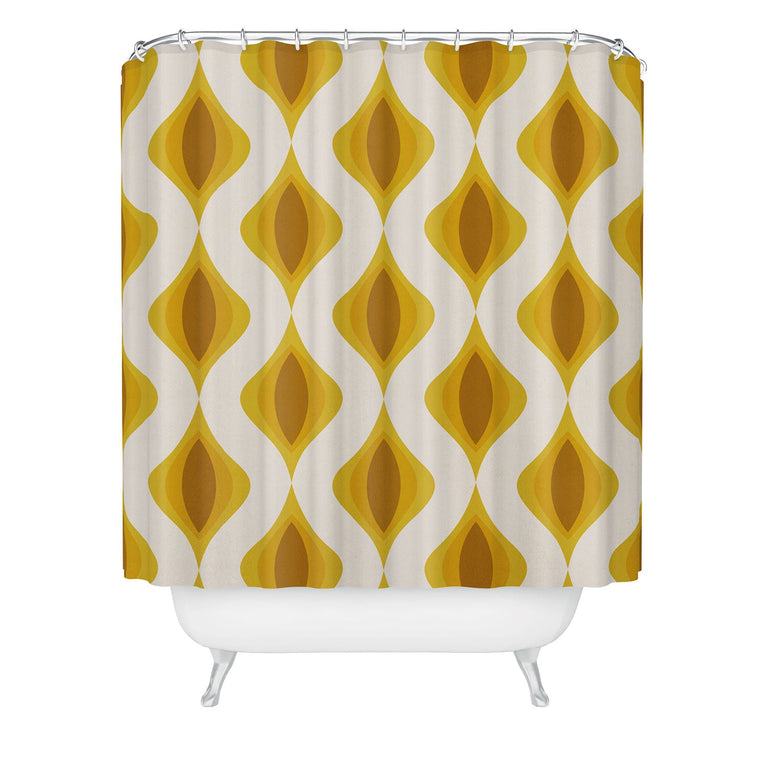ALISA GALITSYNA YELLOW ORNAMENTS SHOWER CURTAIN