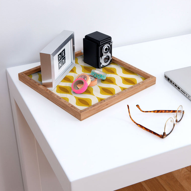 YELLOW ORNAMENTS SQUARE TRAY