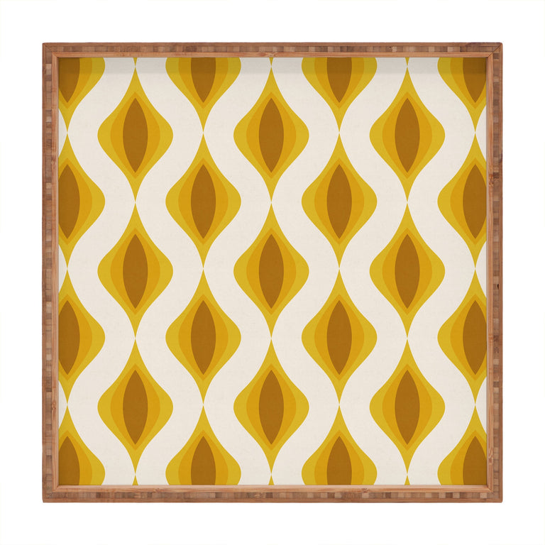 YELLOW ORNAMENTS SQUARE TRAY