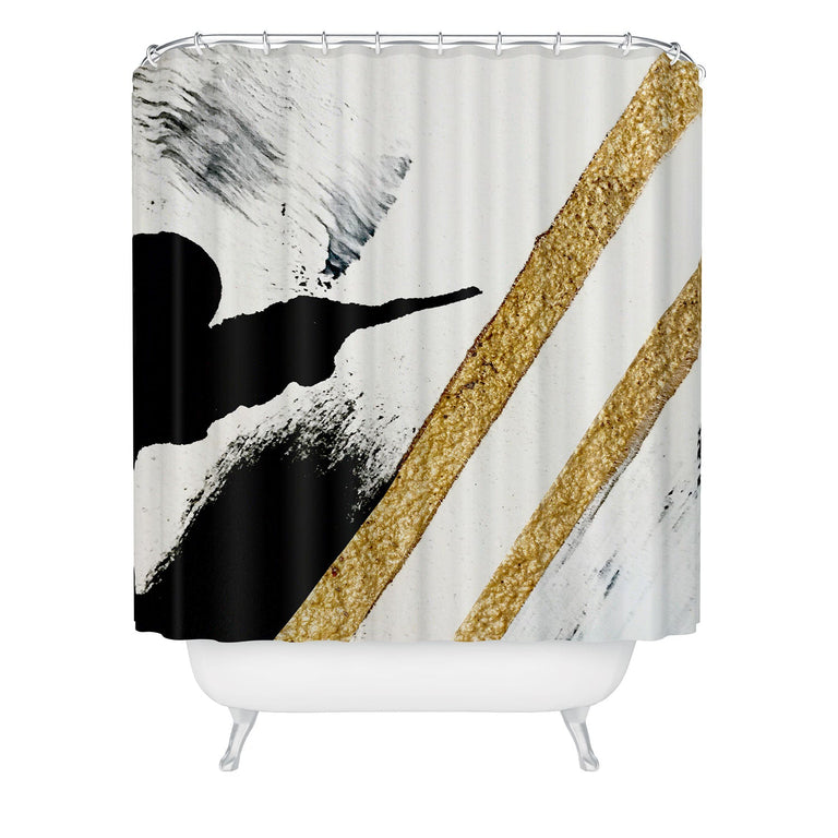 ALYSSA HAMILTON ART ARMOR 8 A MINIMAL ABSTRACT PIE SHOWER CURTAIN